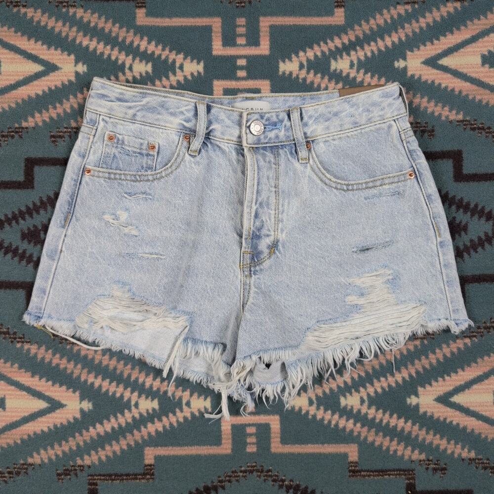 PACSUN Denim Distressed Blue Shorts Size 25/26 NWT High Rise Festival New